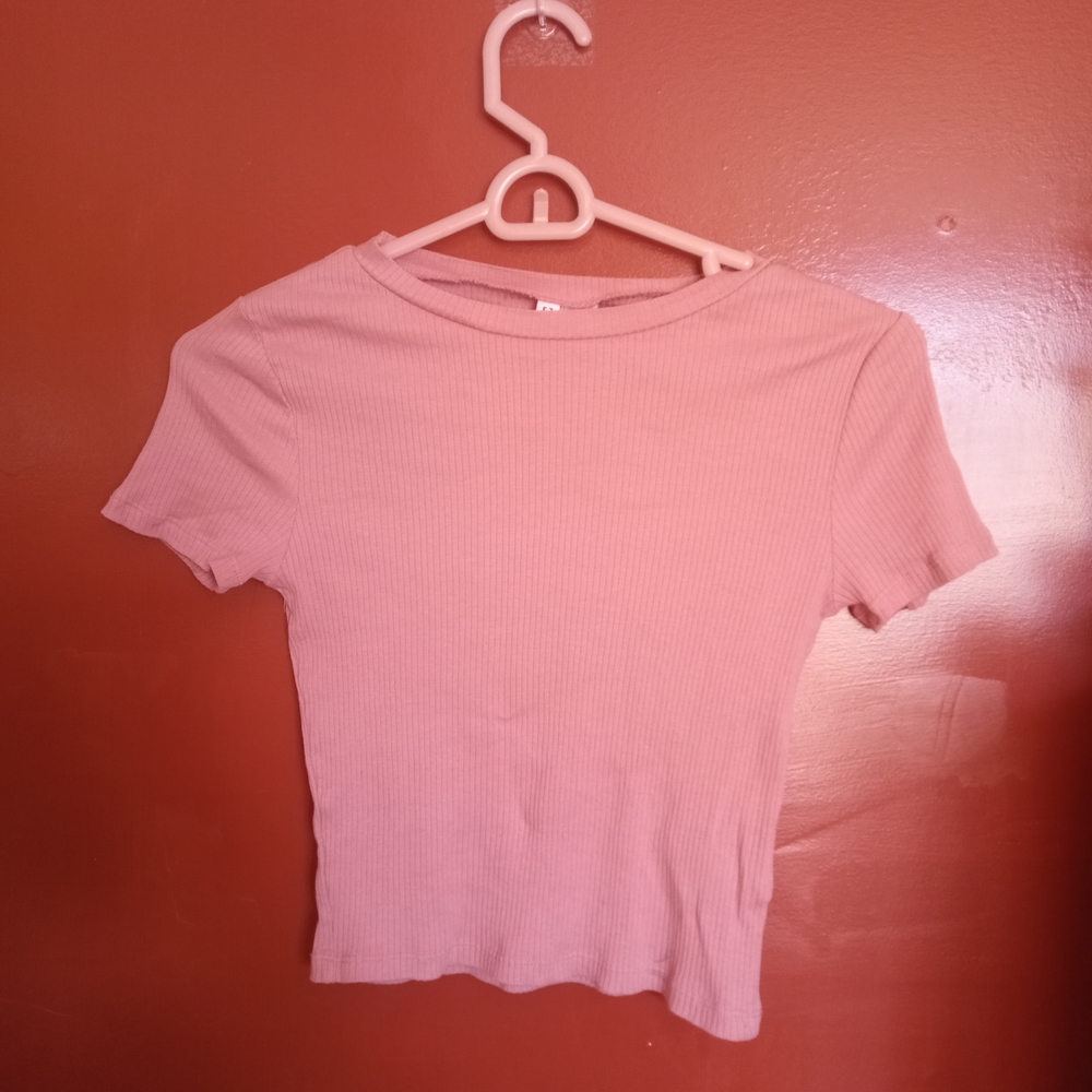 H&M Light Pink Ribbed Crop Top